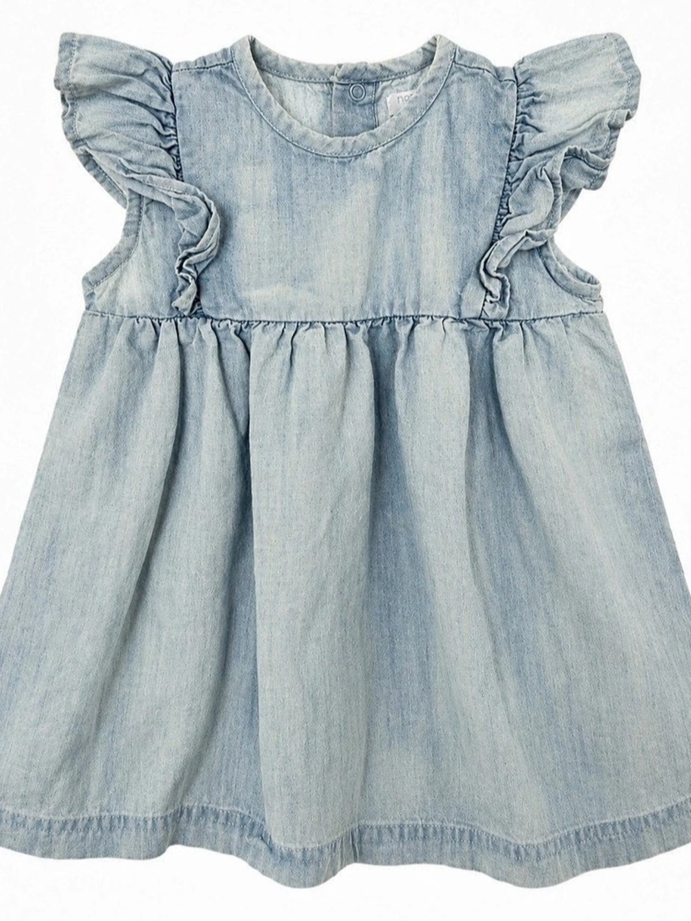 Noppies Baby Girl Denim Chambray Ruffle Dress Size 86 12-18M